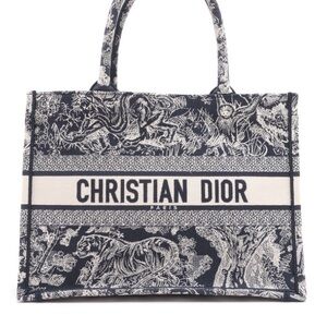 Christian Dior Navy and White Book Tote Bag
